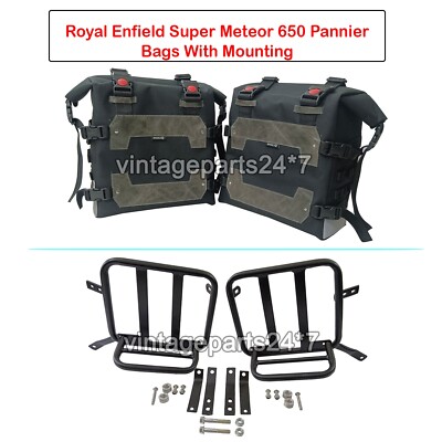 Passend für Royal Enfield Super Meteor 650 Canvas-Gepäcktaschen mit Montage D2