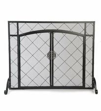 2 Door Celtic Knot Flat Fireplace Fire Screen Pewter For Sale