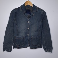Denim Jacket Blue Women's Tom Tailor Long Sleeve Button Tab Size Extra Small