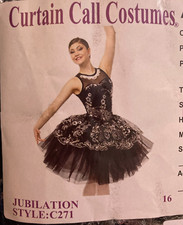 Women dance costume adult M medium AME black / silver Curtain Call