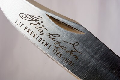 VINTAGE SCHRADE+USA SCRIMSHAW GEORGE WASHINGTON JUMBO LOCKBACK