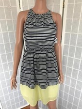 Women's NEW Old Navy XS 100% Cotton  White Blue Striped Semi Sheer Summer Dress