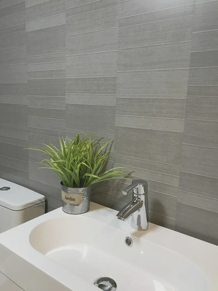 Graphite Grey Modern Tile Effect Bathroom Panels Shower Wall PVC Cladding - Image 2 of 4