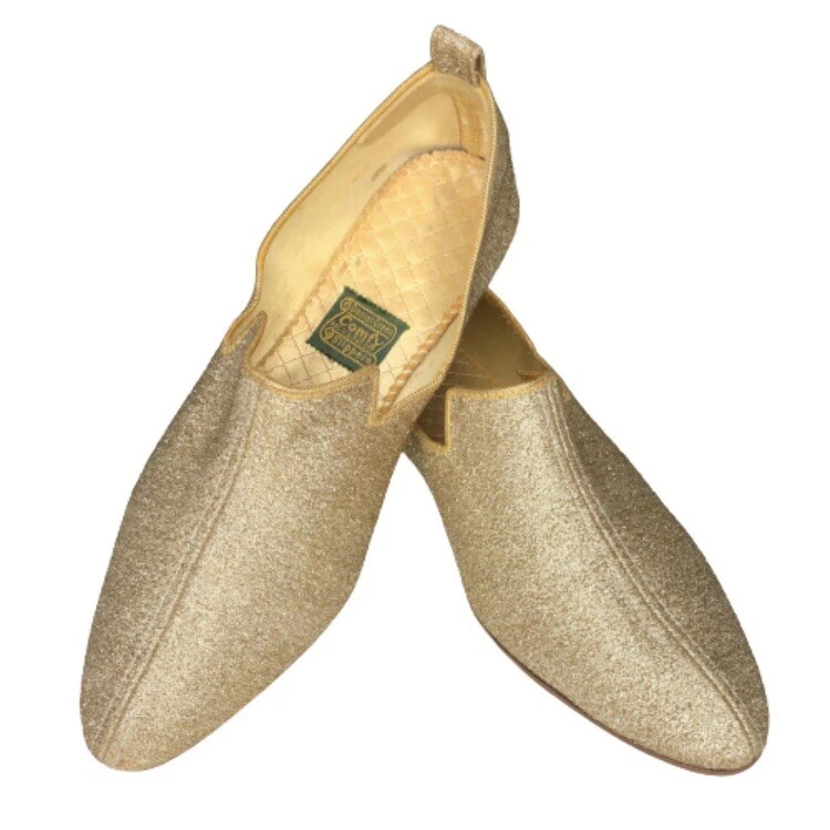 Vintage Daniel Green Comfy Slippers Sz 6 Gold Metallic Lame Genie B60