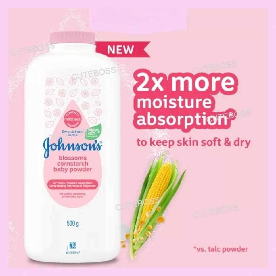 JOHNSON AND JOHNSON BABY POWDER 500g x PACOTE DUPLO (REGULAR/FLORES) AMIDO DE MILHO - Imagem 3 de 4