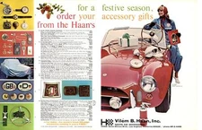 1965 SHELBY COBRA / VILEM B HAAN SPORTS CAR ACCESSORIES ~ ORIGINAL 2-PG PRINT AD