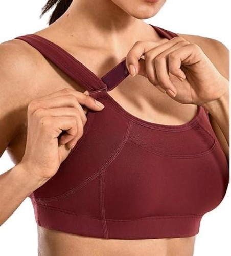 New Syrokan🌺Burgundy Wirefree High Impact Maximum Support Sports Bra🌺36B # 17