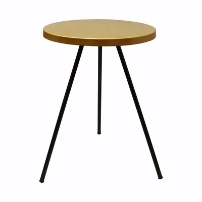 Or & Noir Métal Rond Côté Plateau Table / Café Convient pour Salle à Manger - Photo 1/4