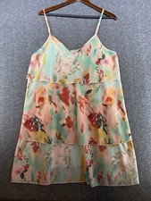 Shein Curve Floral Mini Sun Dress Tiered Ruffle Adjustable Straps Size 2XL
