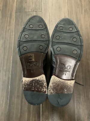 DOLCE & GABBANA Men Black Gray Wingtip Leather Dress Shoes  display picture 1