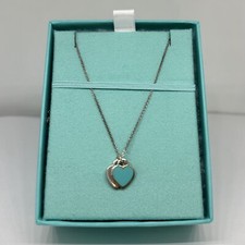 Tiffany and Co, Tiffany blue double heart tag pendant, in silver.