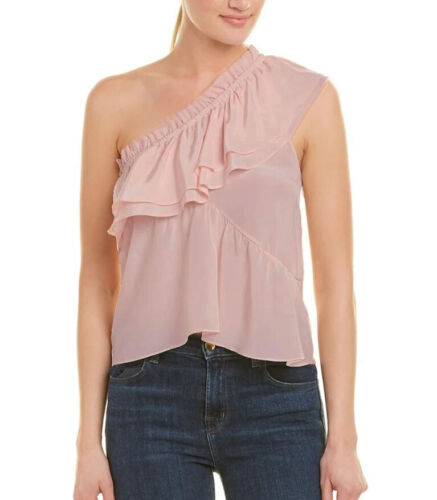 IRO Paris Womens Top Ballie One Shoulder Light Pink Size 40 AI564 - Picture 1 of 3