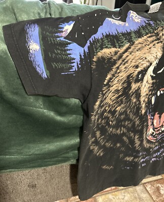 Vintage Liquid Blue bear shirt 1995 Men's Xl AOP Rare!! Double