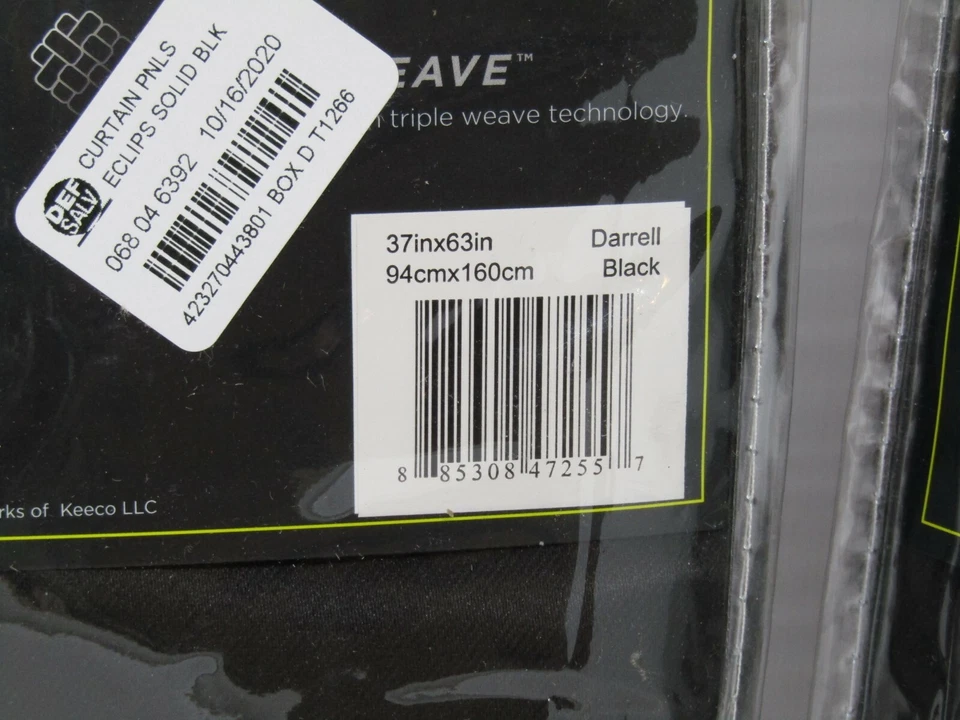 Panel de bolsillo Eclipse Blackout Darrell negro de una varilla 37x63, juego de (2). B4 Foto 3 de 3
