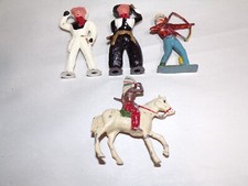 Vintage Original lead figures, 4 Barclay Manoil Cowboys and Indian Nice clean