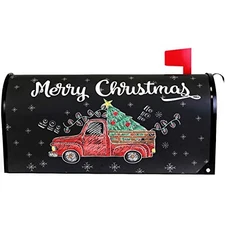  Merry Christmas Tree Snowflake Red Truck Mailbox Cover Magnetic Standard 