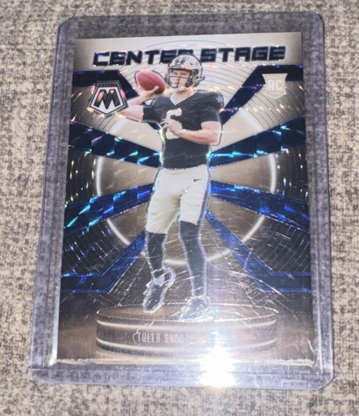 2025 Mosaic Football Tyler Shough Center Stage Blue Mosaic Prizm RC /99