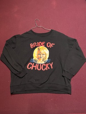 The Bride of Chucky Black Graphic Sweatshirt, ''Eat Your Heart Out'' Size M