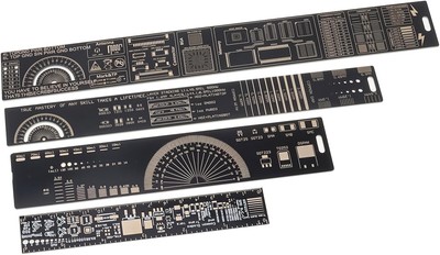 15cm 20cm 25cm 30cm Multifunctional PCB Ruler 4PCS:15+20+25+30cm, Black 
