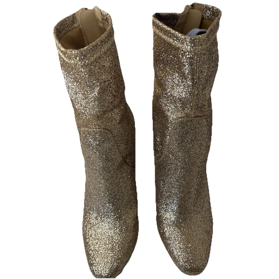 Botas Liliana para mujer transparentes de tacón alto con plataforma doradas brillantes con cremallera talla 9 Foto 4 de 4