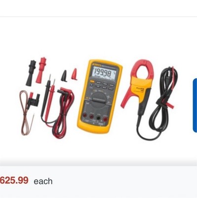 Fluke 87V True RMS Multimeter Combo Kit, i400 AC Clamp, 1000V, Digital