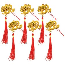 6 Pcs Chinese New Year Dragon Decorations Style Pendants Tassel Ornament