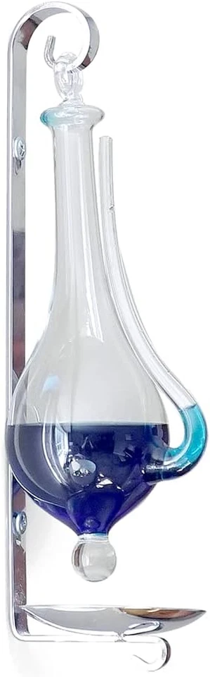 Barómetro líquido antiguo de montaje en pared de vidrio Storm B1025C con taza de goteo Foto 2 de 4