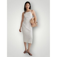 Madewell Goldie Midi Dress 14 White 100% Linen Square Neck Coastal Grandmother