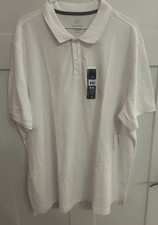 George Men's Size 2XL 50-52 Polo Shirt White Soft Cotton 2 Button Short Sleeve