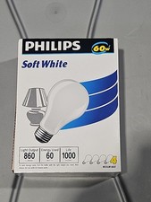 New Philips Soft White 60w Light Bulbs 120v A19 4pk Old Style Glass Non Led