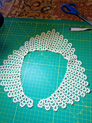 Vintage Handmade Lace Cotton Collar Crochet Embroidery Round