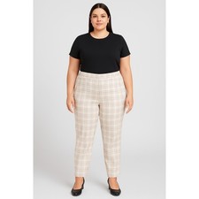 New Tommy Hilfiger Women s Plaid Ankle Pants Size 12 Beige Check Stretch