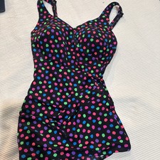 Vtg Roxanne 80s 34 D sz 12 retro nwt polka dot swimsuit NWT neon made in USA