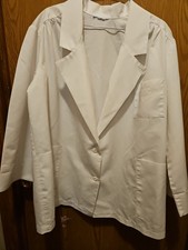 White Collared Lab Coat XL Design On Lapel Pocket With Larger Side Pockets