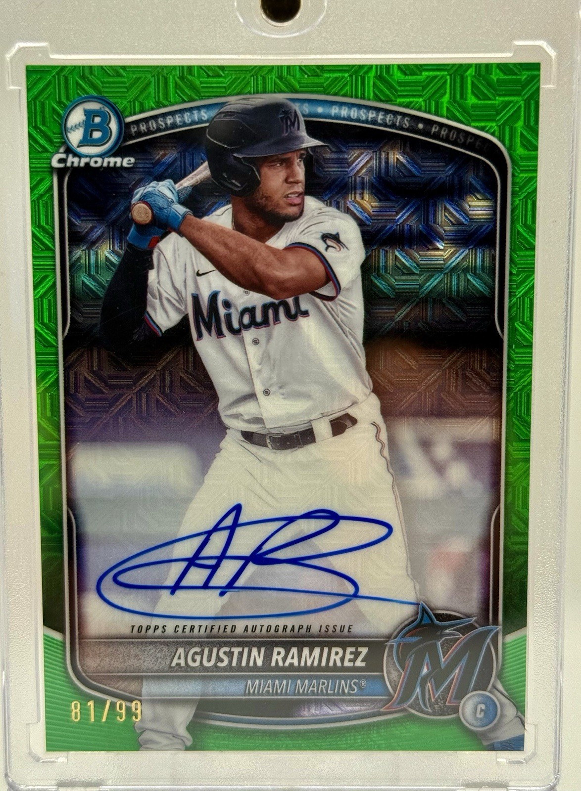 2025 Bowman Chrome Prospects Agustin Ramirez Green Mojo Auto Refractor 81/99