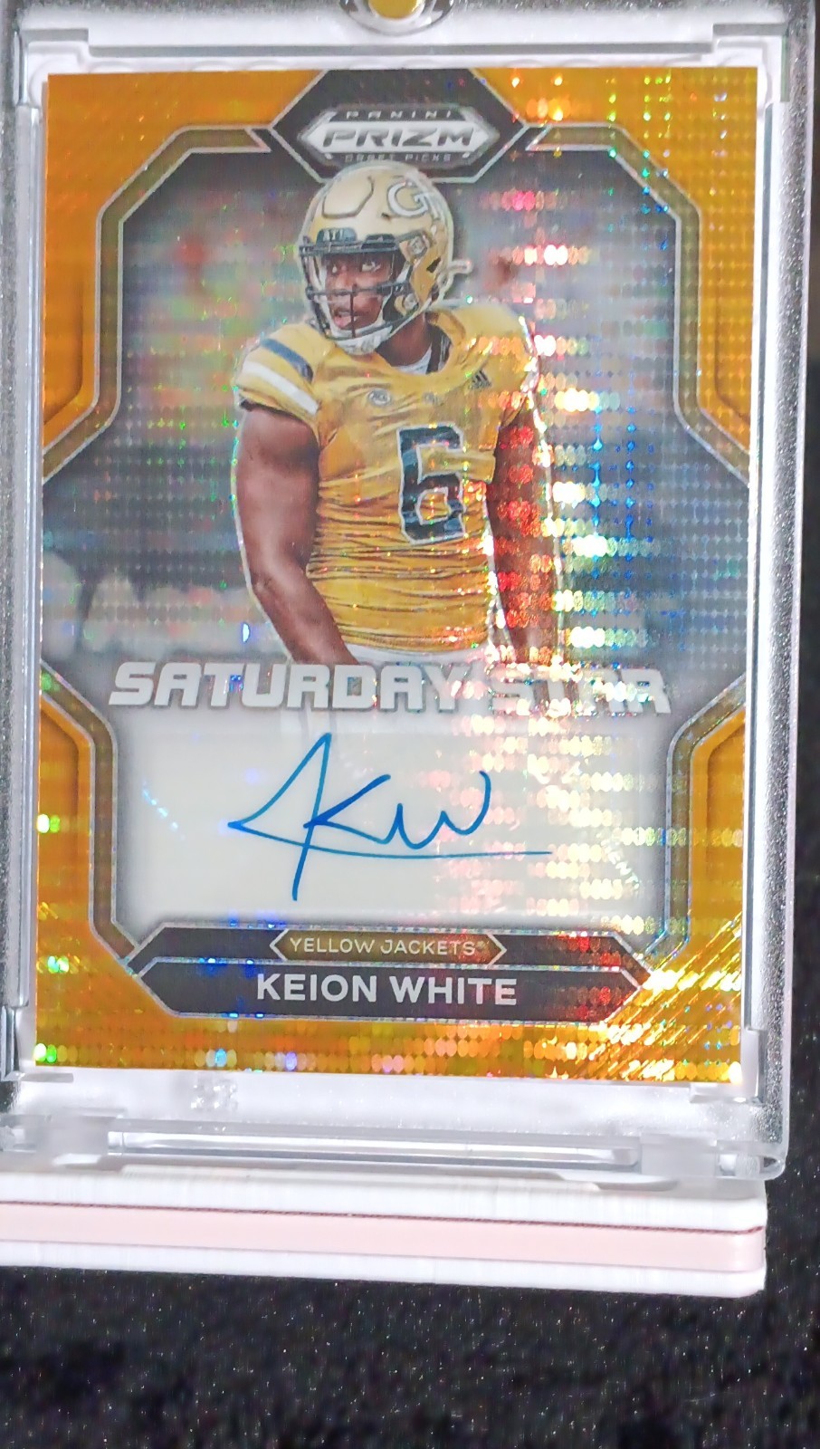Keion White Panini Prizm Draft Picks Saturday Star Signatures #SSSKWH Orange Wave