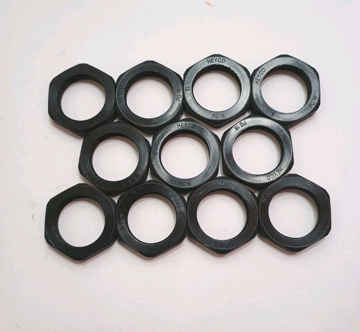 10 Pack of HEYCO PG 16 Black Lock Nuts, New, Open Box, Incl. Free USPS Shipping.