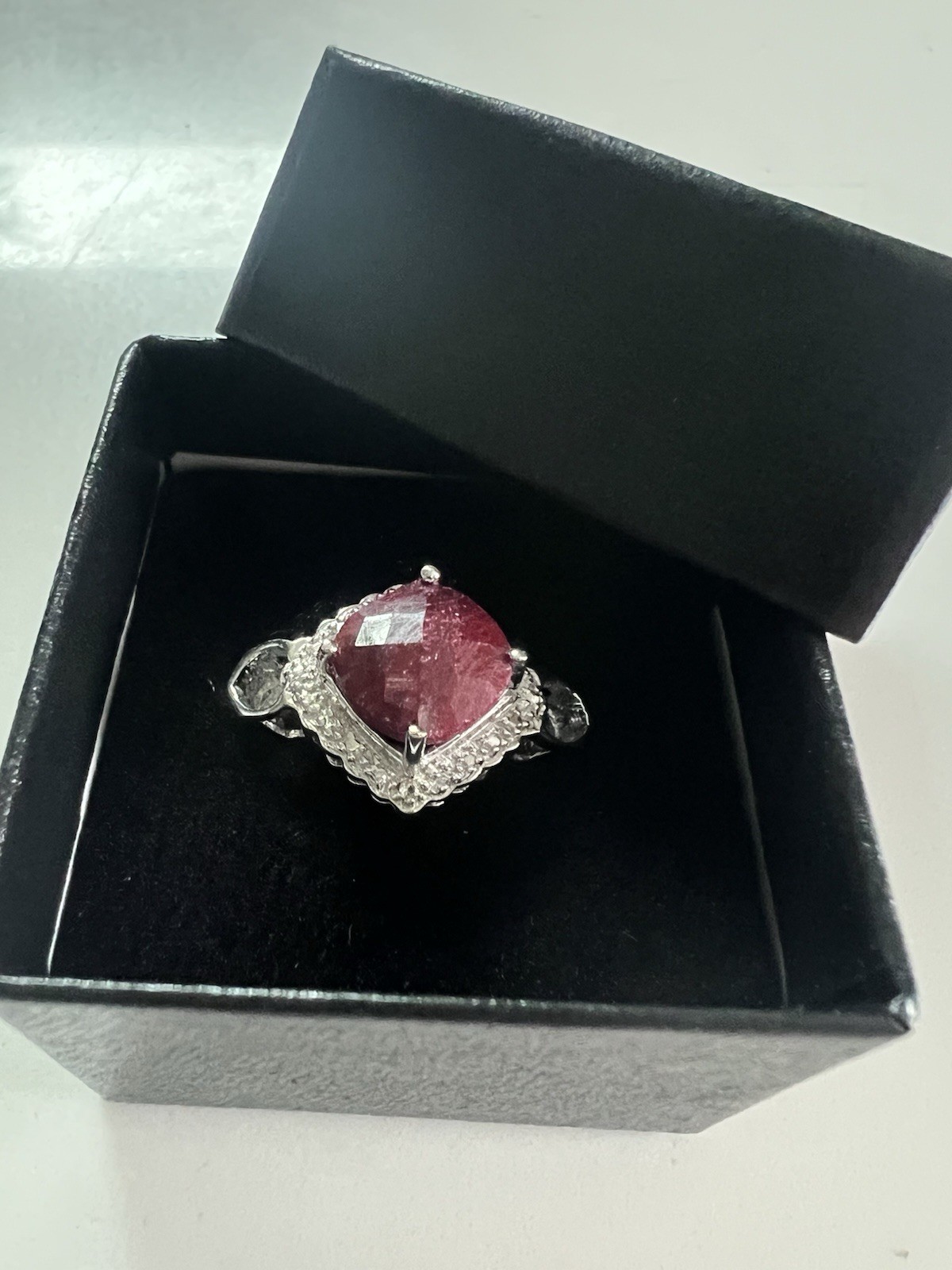 Ring - Solid Sterling Silver 925 Oval Ruby Prong … - image 3