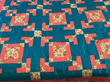 Handcrafted Throw Or Wall Hanging 54”x68” of Vintage Print & Coordinating Colors