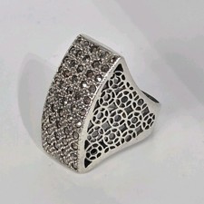 S1026 GROSSE BAGUE PAVE FILIGRANES ARGENT MASSIF 925 AVEC MARCASSITES