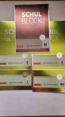 Brunnen Schulblock A4 Premium Qualität 90g 4 Fach gel. Liniatur 1, 2, 3, dm, 8f
