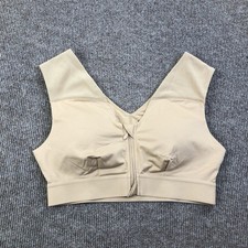 Tommie Copper Shoulder Support Sports Bra Womens Medium Beige Zip Front Znergy