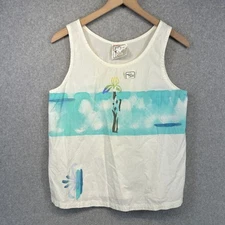 Vintage Play Alegre Top Womens Size SM Palm Tree Beach Hand Painted Cotton 