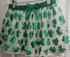 Girls Sz 5 T Irish Shamrock Princess tutu Crinoline Shiny Skirt   St Patrick's