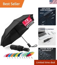 Ultra-Light Windproof Umbrella - Portable Automatic Folding Design in Chic Black