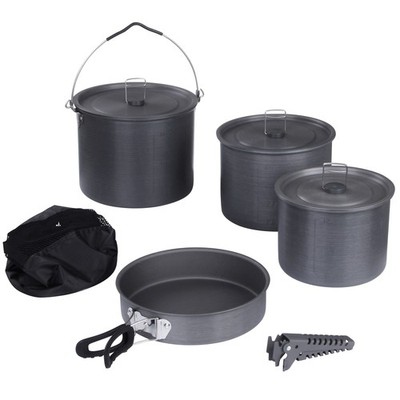 Ranger VI+ Camping Kochset Alu Kochgeschirr Outdoor 8 tlg. 3x Topf Deckel Pfanne