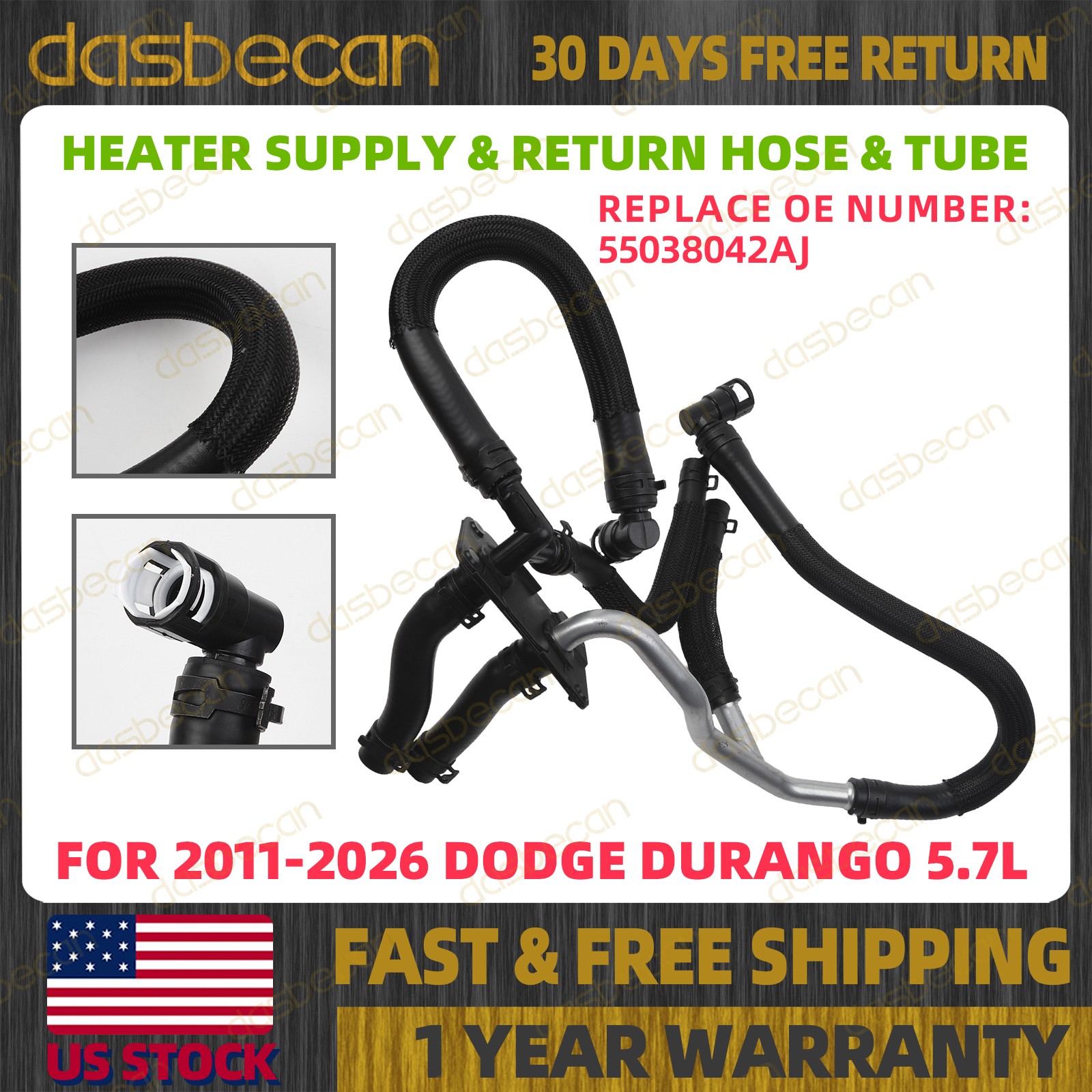 Heater Supply & Return Hose & Tube For Dodge Durango 5.7L 2011-2026 55038042AJ
