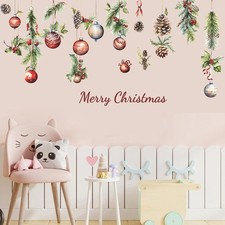 Christmas Wall Decals for Bedroom,Hanging Pine Cone Colorful