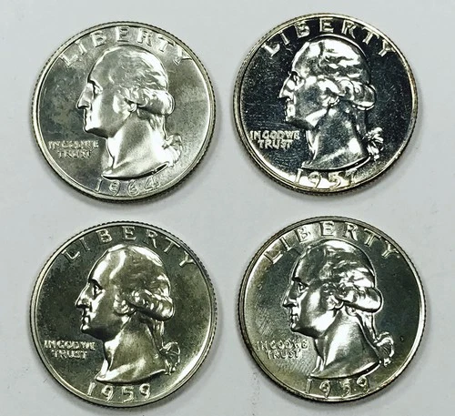 MIXED DATE SILVER PROOF WASHINGTON QUARTER LOT OF 4! UNC BEAUTIES! WOW NR #G3688