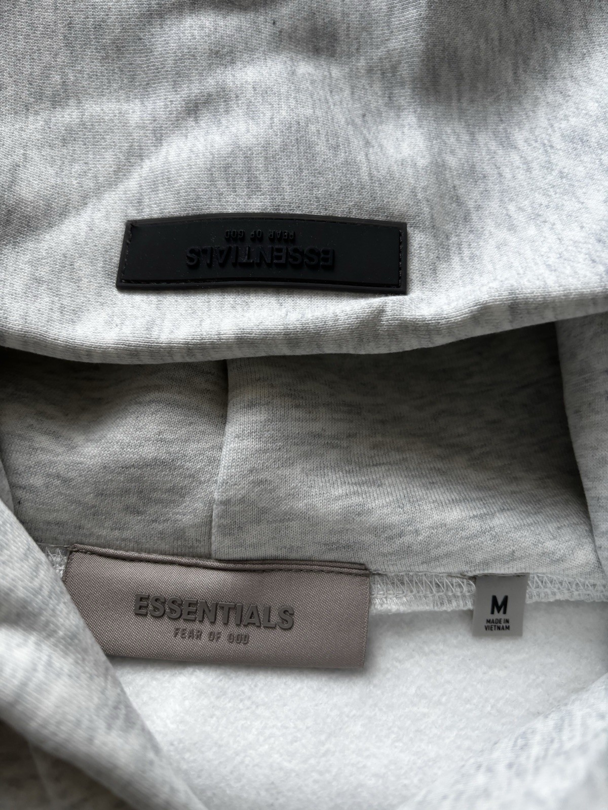 Fear of God Essentials Gray Fleece Pullover Hoodie Logo Pockets Men's Size M thumbnail 3